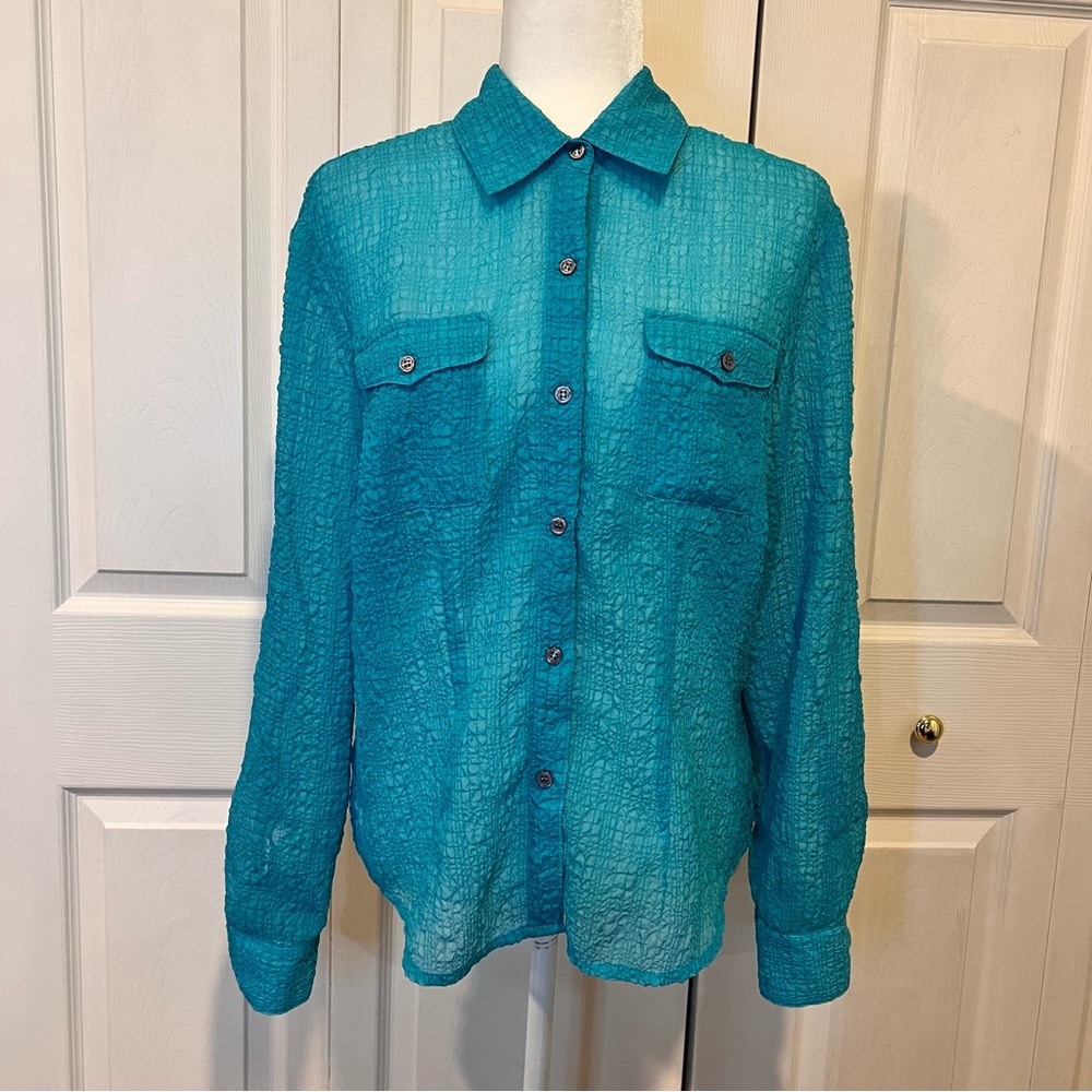 🍋 Nine & Company by Nine West Long Sleeve Blue Blouse - 12